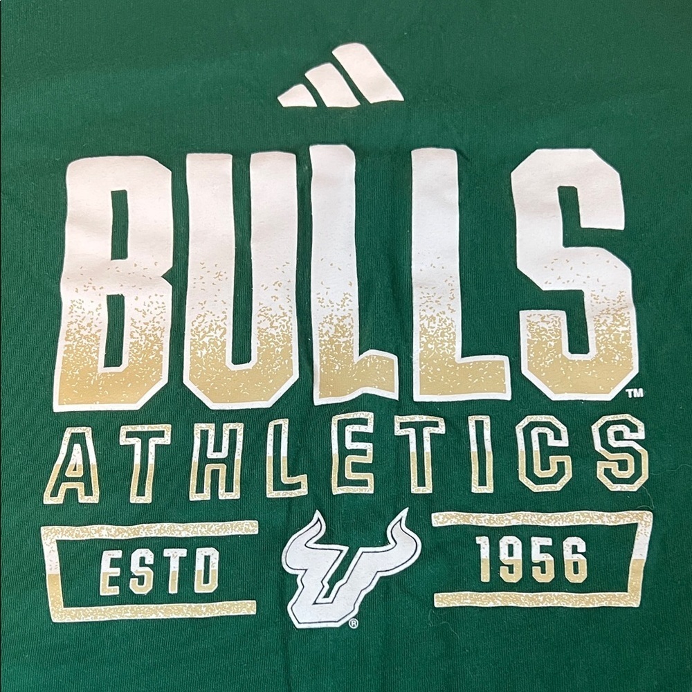 Adidas USF Bulls Athletic Dept Graphic Long Sleeve TShirt Green Size Large